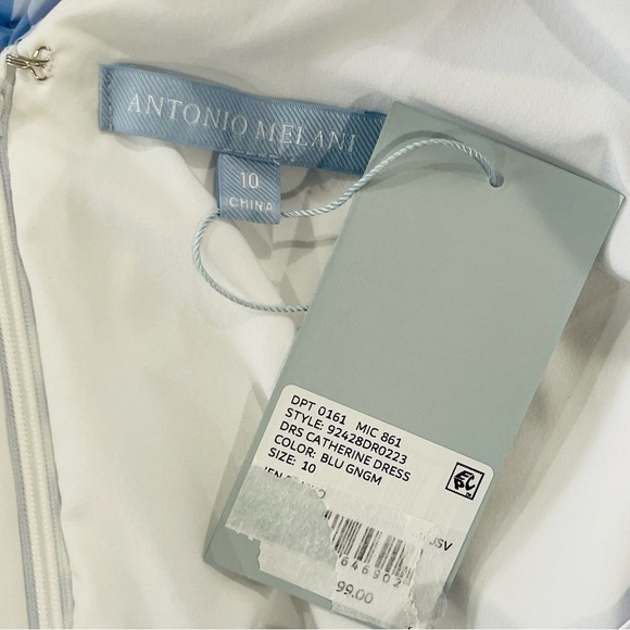 Antonio Melani Jennifer Sumko Catherine Gingham Puff Sleeve Taffeta Midi Dress - Picture 12 of 13